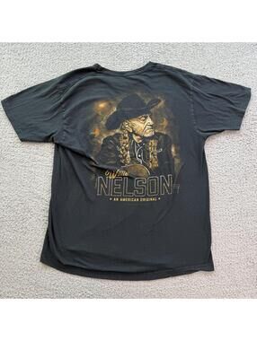 Willie Nelson "An American Original" Tour Style T Shirt Black L Buck Wear